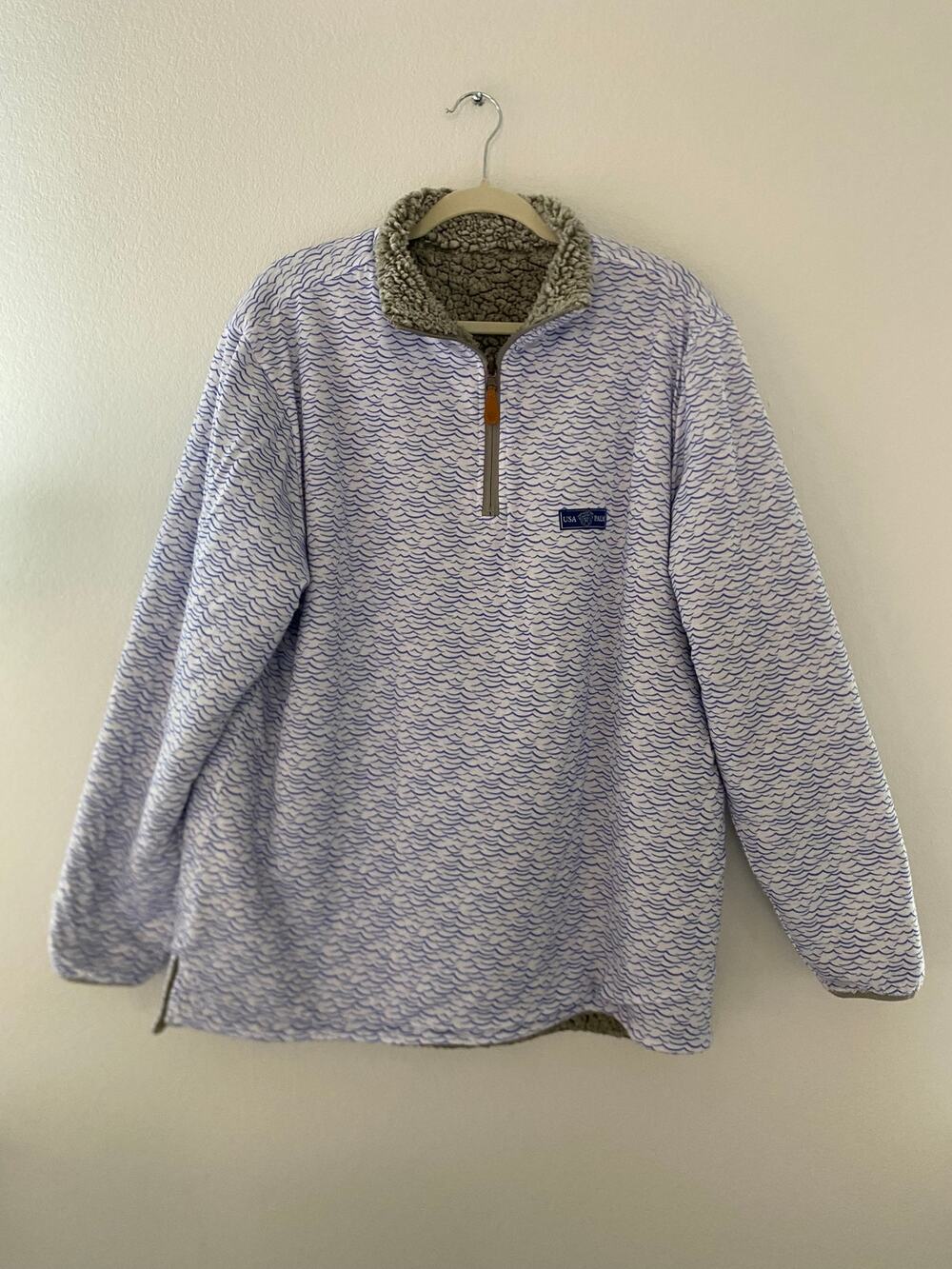 USA Palm Men’s Large Reversible Sherpa Quarter Zip Pullover